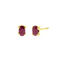 Aretes Piedra Rubí Oval Oro 18K